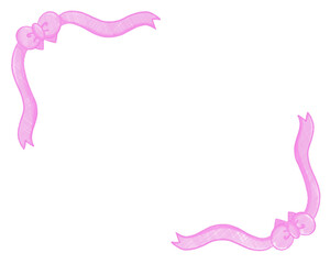 ピンクのリボンフレームのイラスト