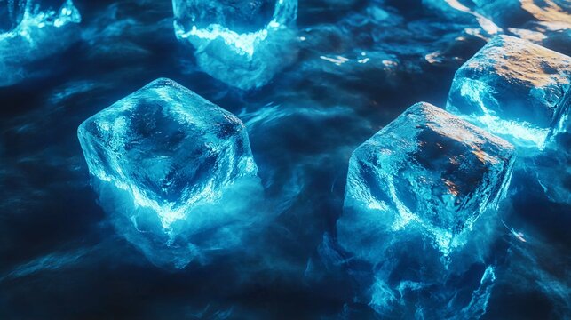 Glowing Blue Water Wave Pattern Seamless Animation with Electric Energy and Bacteria Cells for Wallpaper