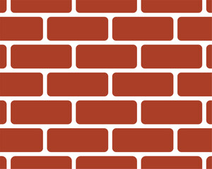 Seamless terracotta-red brick pattern with rounded edges. Flat, minimalist geometric design in horizontal rows on white background. Simple, uniform vector illustration.