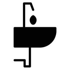 Fototapeta premium Basin Sink Faucet Glyph Icon