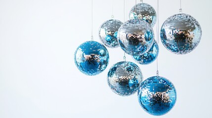 Colorful Disco Balls Hanging Against a Light Background