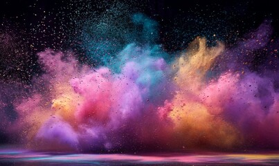 Colorful explosion of vibrant powder creating dynamic abstract background