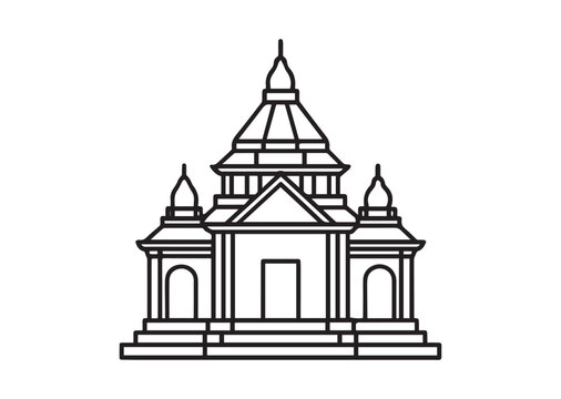black and white temple building outline clip art preview