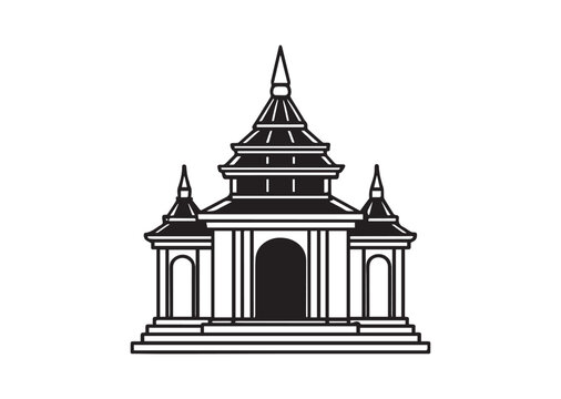 black and white temple building clip art preview
