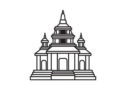 black and white temple building outline clip art preview