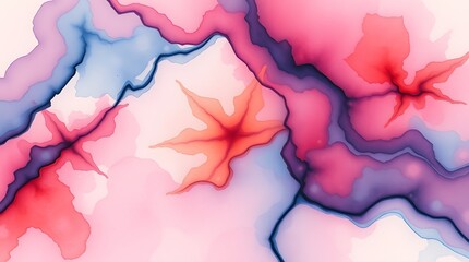Abstract Alcohol Ink Art Background. Fluid Acrylic Painting. Pink, Purple, Blue Swirls. Dreamy Pastel Colors.