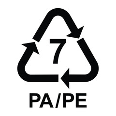 Plastic recycling symbol PA/PE 7 , Plastic recycling code PA/PE 7 , vector illustration