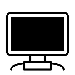 Simple black computer monitor icon.  Vector illustration. Isolated on white background.
