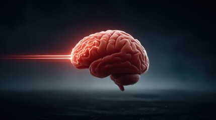 Futuristic depiction of a brain with laser-like focus and energy.