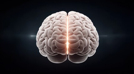 Brain illustration with a glowing center against a dark background.