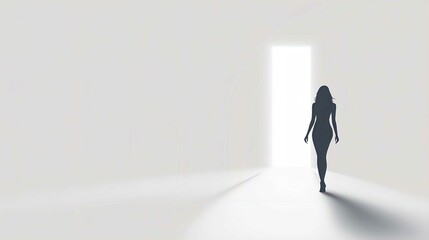 Obraz premium Businessman Silhouette in Lighted Doorway Concept in Dark Office Corridor