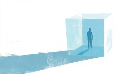 Businesswoman Silhouette Concept Standing at Dark Doorway in 3D Vector Illustration