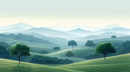 Serene nature scenery with soft gradient hills high resolution photo