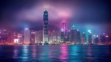 Obraz premium Hong Kong Skyline at Night