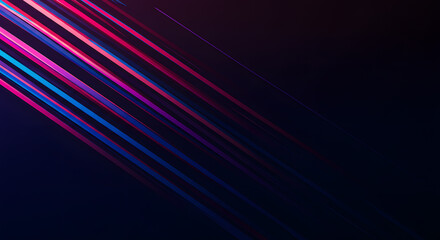 Abstract Diagonal Neon Streaks: Pink, Blue, and Purple on Dark Background
