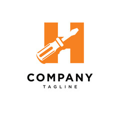 Obraz premium Letter H Screwdriver Logo Icon Vector