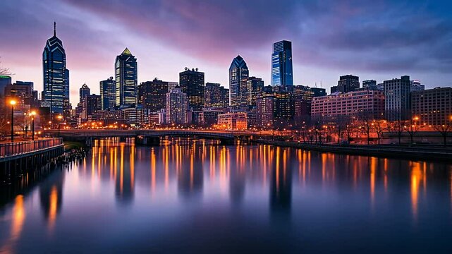 Philadelphia Cityscape at Twilight, A Stunning View of the Skyline