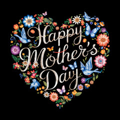 Happy Mother's Day Floral Heart Greeting Card