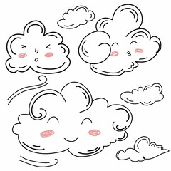 set of funny cartoon clouds