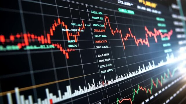 Stock Market Chart Animation Showing Financial Data and Trading Analysis
