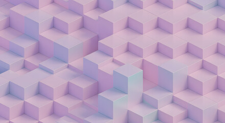 Obraz premium Pastel Isometric Cube Mosaic: Abstract 3D Geometric Pattern