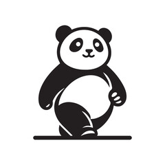 Stylized Black and White Walking Panda Illustration