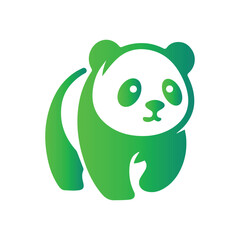 Green Gradient Stylized Panda Logo Design with Playful Appearance