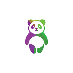 Obraz premium Colorful Stylized Panda Illustration in Green and Purple Tones