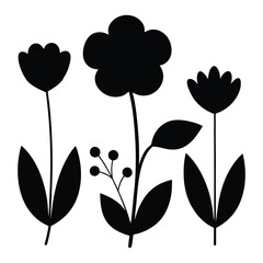 Abstract Meadow Flowers Organic Shape Silhouette