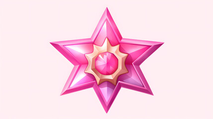 Obraz premium Professional Award Star Design with Pink Stone & Burst for Game Stars Label