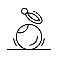 black outline icon of ball and ring toss game, minimal vector illustration symbolizing coordination, accuracy, playtime or outdoor fun for kids