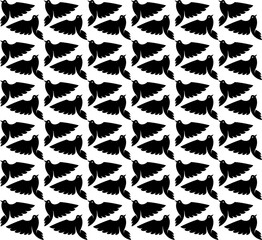 Fototapeta premium Black flying birds silhouettes on white background. Seamless pattern. Vector graphics.