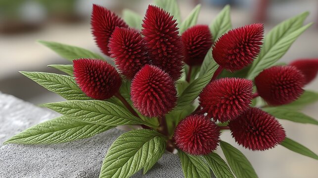 Vibrant rooster comb celosia plant, exotic plumage, bright red flowers - pattern abstract background