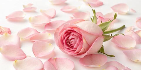 Obraz premium Beautiful pink rose blossom with petals floral arrangement photography