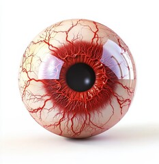 Detailed 3D Render of a Human Eye with Visible Blood Vessels