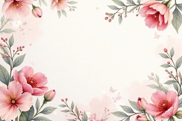 Fototapeta premium Subtle watercolor floral pattern on soft background, summer, pretty, blossom