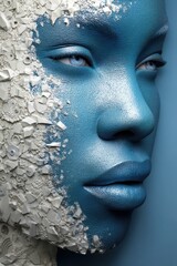 Abstract Double Exposure of a Human Face with Technology and Business Elements in Silhouette Representing Innovation and Modernity