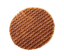 One tasty Dutch waffle isolated on white