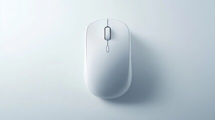 White wireless computer mouse on white background.