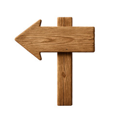 A worn aged wooden signpost features a large arrow pointing viewers left, highlighting its intricate wood grain texture.