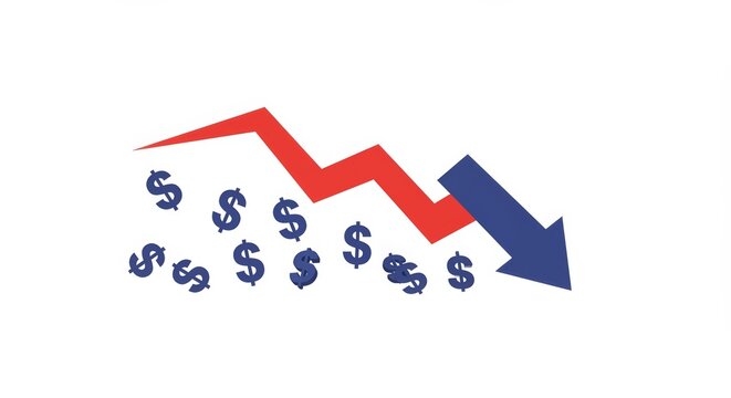 Downward trend visualization indicating economic recession and financial losses