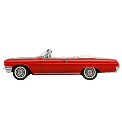 A vibrant red classic open-top car captured in a side view profile, exuding timeless elegance and vintage charm.