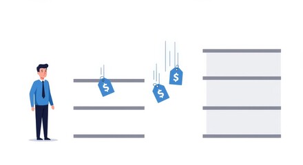 Frustrated businessman looking at empty shelves due to retail supply chain issues