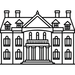 Fototapeta premium Isolated Black Vector mansion With White Background