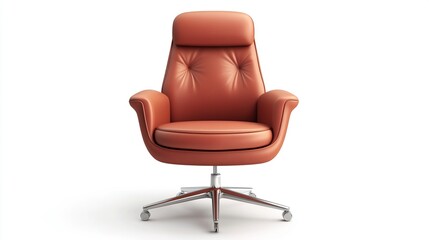 Fototapeta premium Burnt orange leather executive swivel chair.