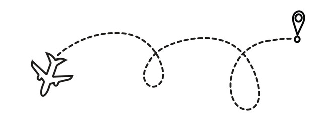 Airplane Route Heart Path Vector &ndash; Travel Love Line Art