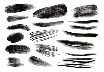Collection of various black paint strokes