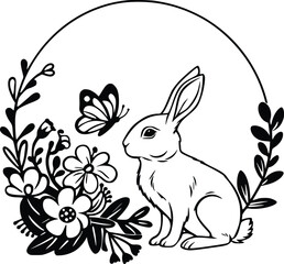 Obraz premium Floral Bunny SVG, Happy Easter svg, Easter svg 