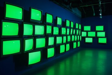 Installation of Vintage Televisions with Green Screens