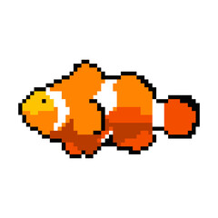 Fototapeta premium Pixel art illustration of clownfish
